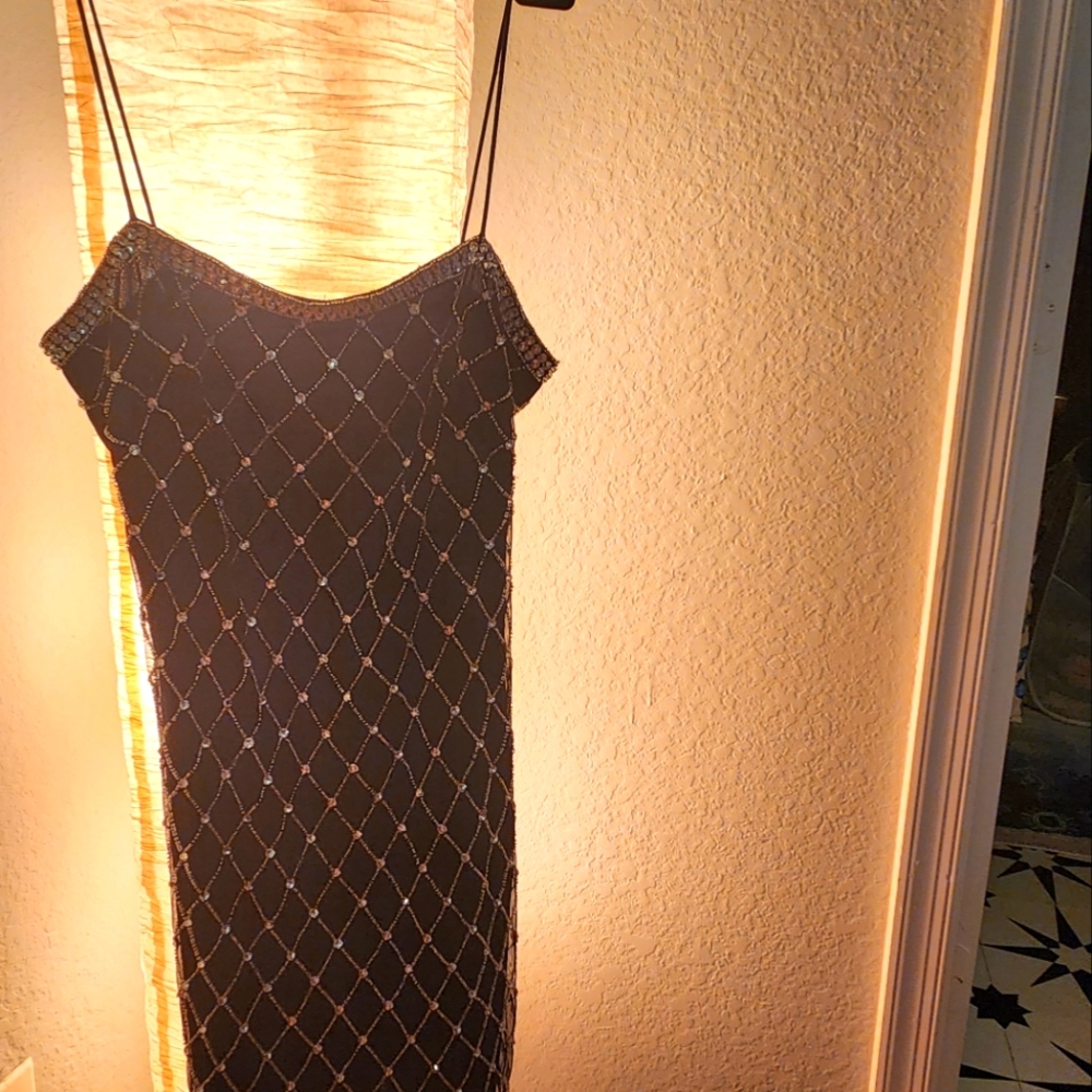 Aidan black sparkly spaghetti strap cocktail dress